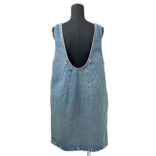 PRADA Triangle logo denim dress Size 36 BlueGFA135 Cotton100%