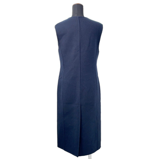 HERMES Long gilet Size 34 Navy Cashmere100%