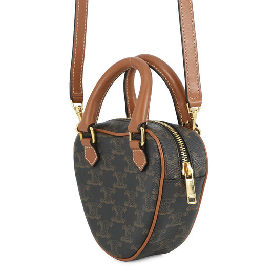 CELINE Triomphe Heart Shoulder Bag Tan198222 PVC Leather
