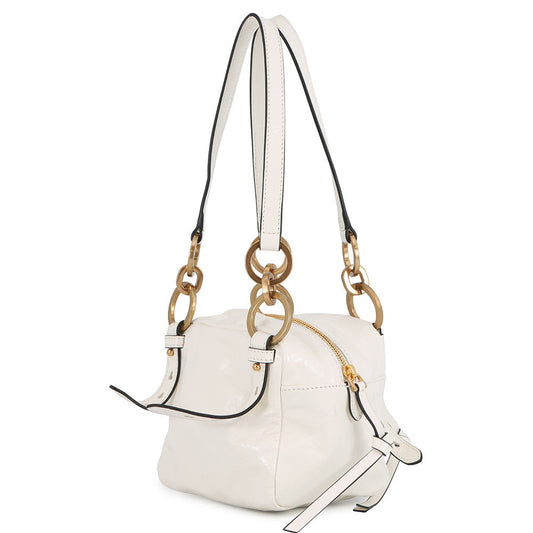 PRADA Dangle Handbag White1BB137 Leather Size Mini