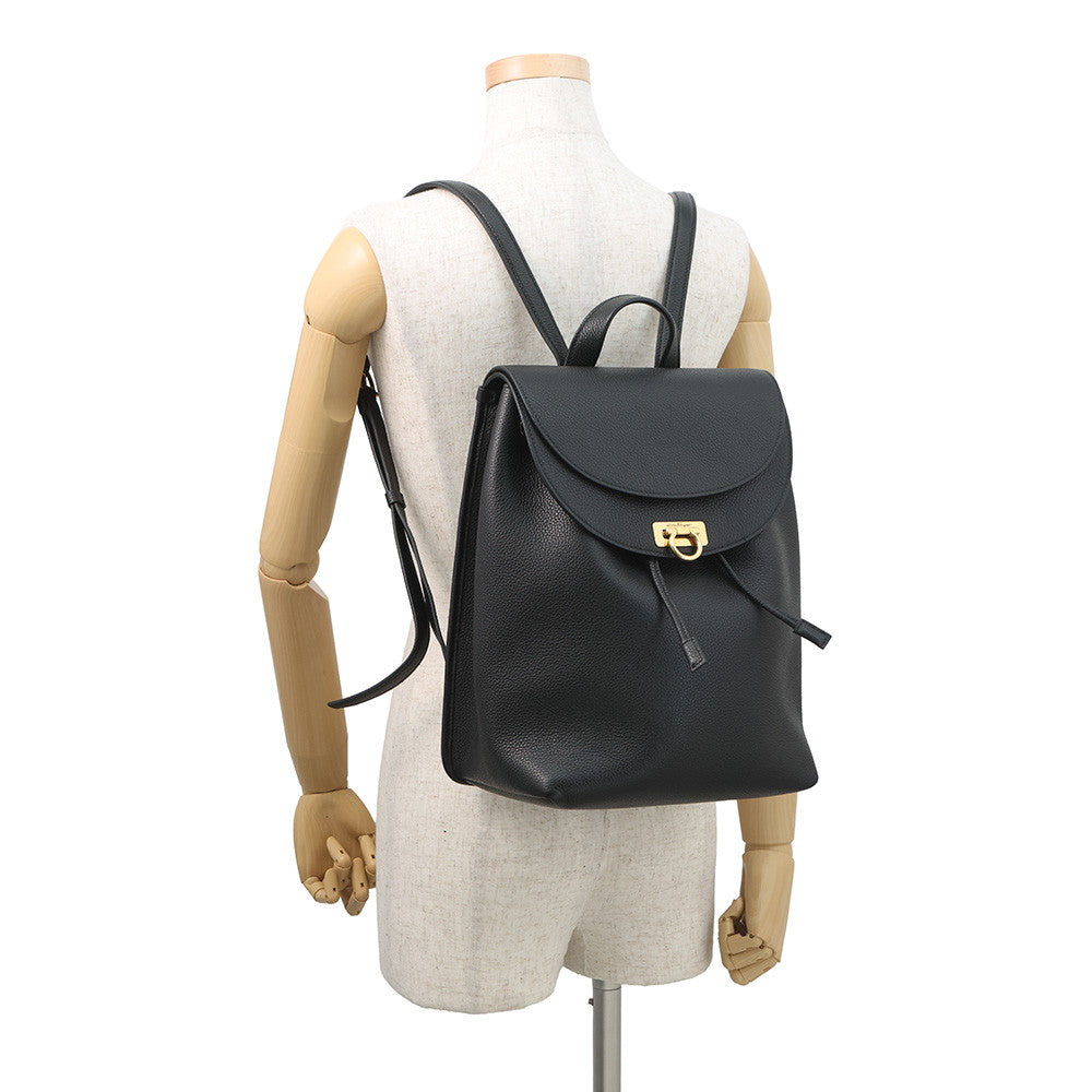 Ferragamo Gancini Backpack Black Leather