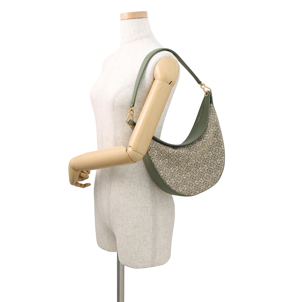 LOEWE Anagram Luna Bag Jacquard Shoulder Bag AvocadoGreenA923PL9X01 Canvas Leather