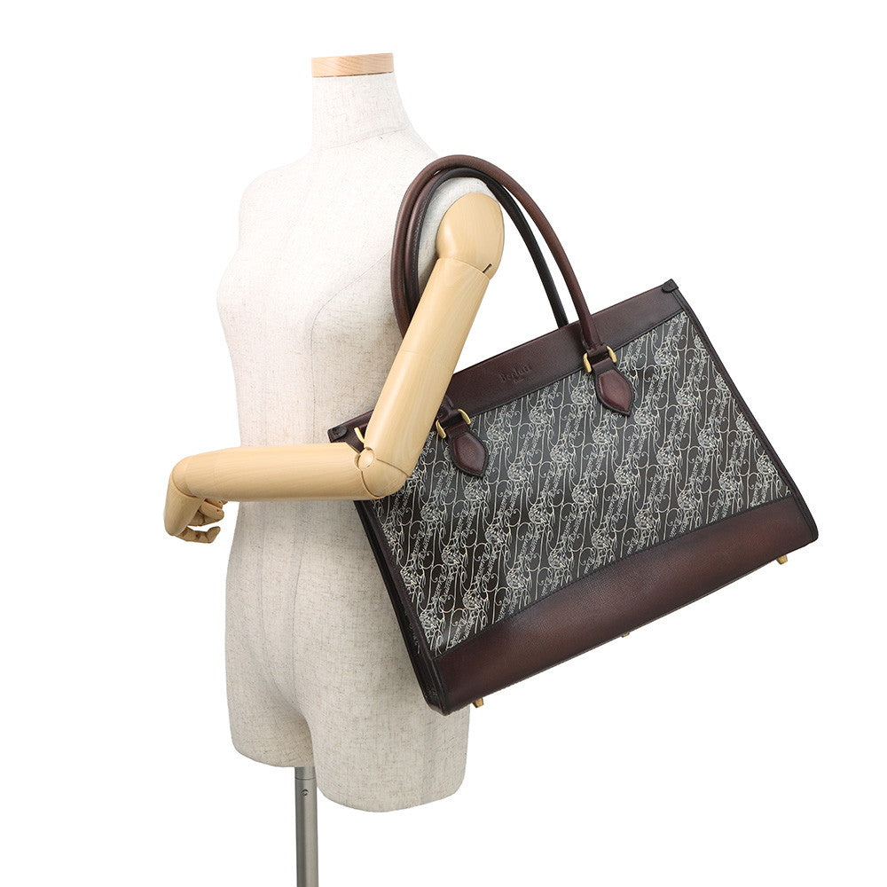 Berluti Cabas Toile Malbeuf Tote Bag BrownCABAS-T19 Leather PVC