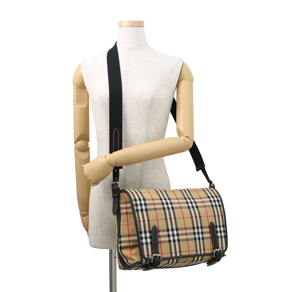 BURBERRY Nova Check Messenger Bag Beige/Black4077391 Nylon Leather