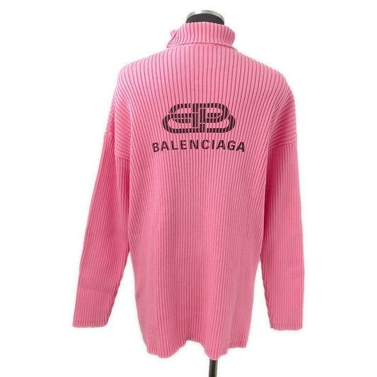 BALENCIAGA Logo Oversized Knit Size XS Pink583089 Cotton100%