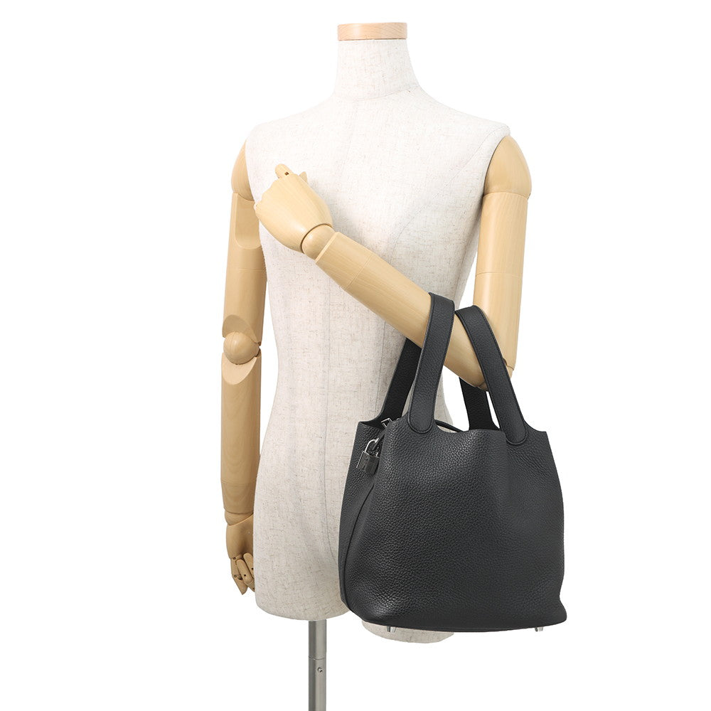 HERMES Picotin Lock Black Taurillon Clemence Size MM