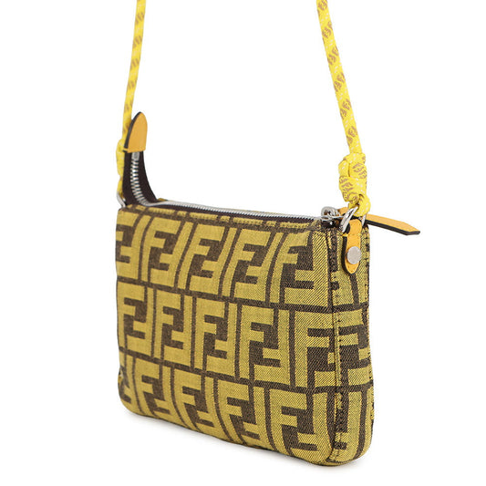FENDI Fragment Hiroshi Fujiwara Collaboration Baguette Slim Clutch Yellow/Brown8BS073 Canvas