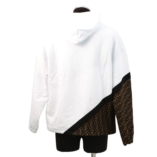 FENDI FF switching hoodie Size S White/BrownFAF681 Cotton 86% Polyester 14%