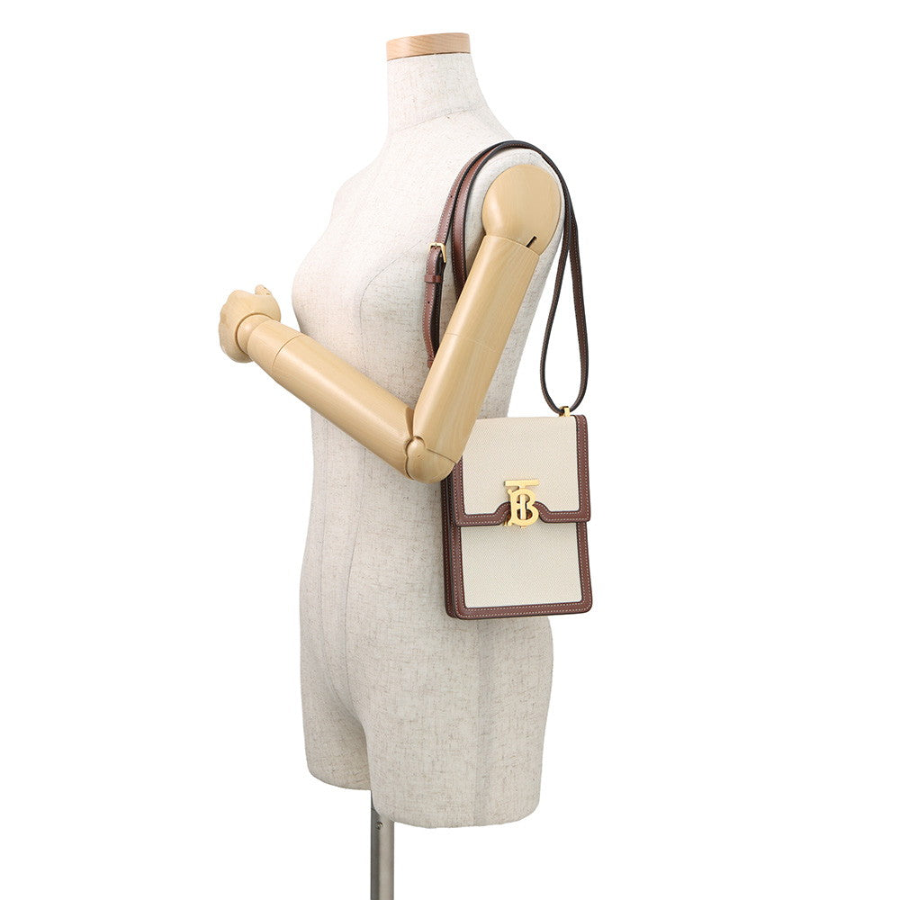 BURBERRY Robin Shoulder Pouch Beige/Brown8031649 Canvas Leather