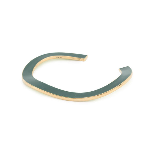Bottega Veneta Curved Cuff Bracelet Size L Green/Lime741013 Ag925 Enamel