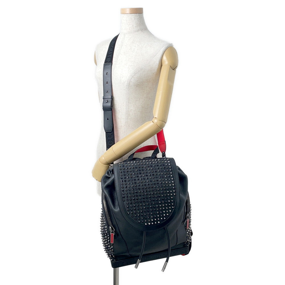 Christian Louboutin Explorer Funk Studded Backpack Black/Red1215001 Leather