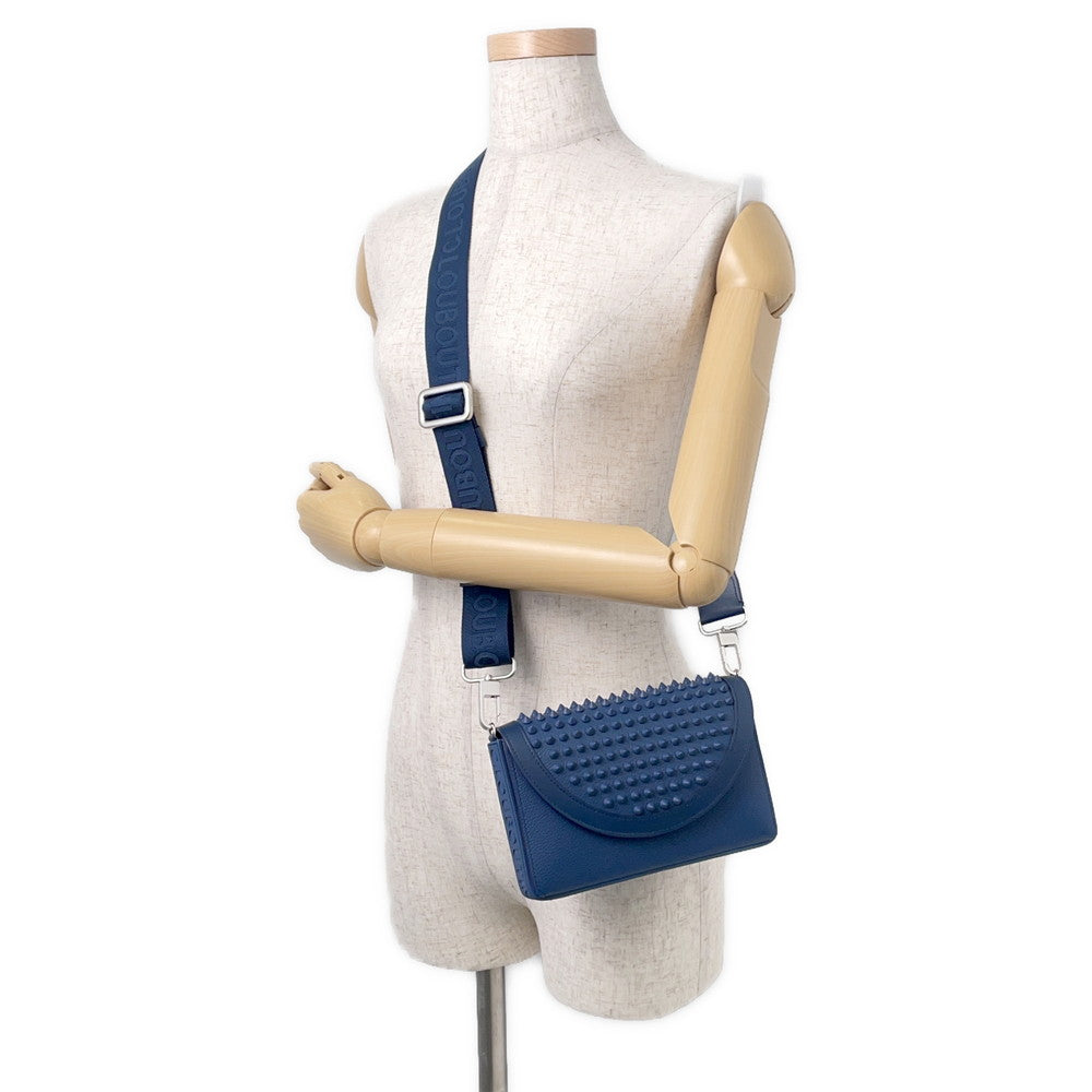 Christian Louboutin Explorer Funk Studded Shoulder Wallet Blue3235191 Leather
