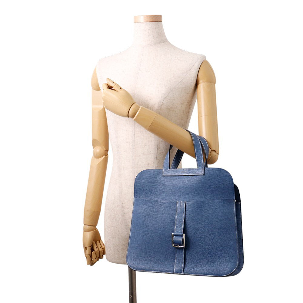 HERMES Halzan Blue Agate Taurillon Clemence Size 31