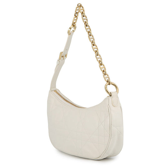 Dior Macrocannage CD Lounge Hobo Bag Latte WhiteM22626FBE Lambskin