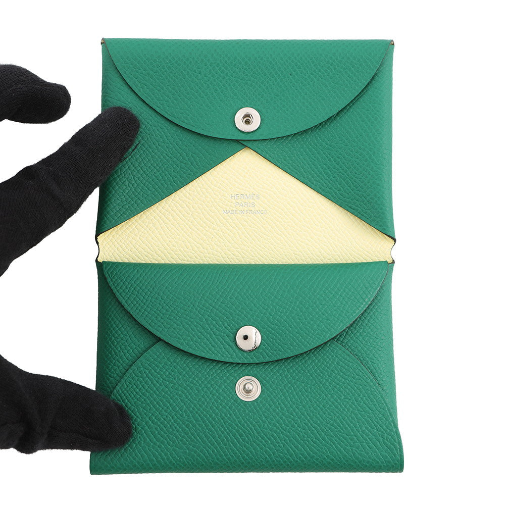 HERMES Calvi Duo Verso Vert Vertigo/Jaune Milton Epsom