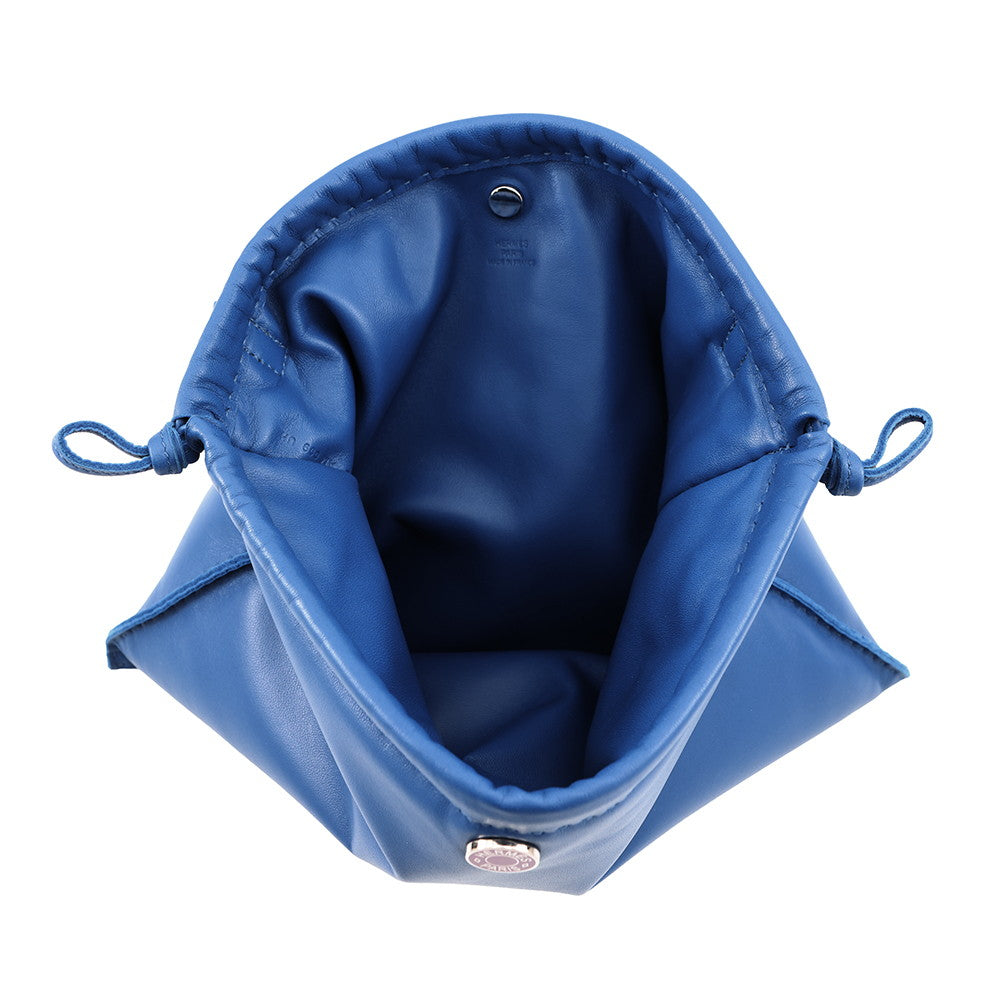 HERMES Pouch Pillow Blue france Lambskin