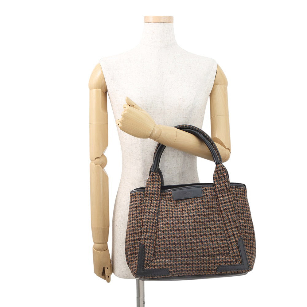 BALENCIAGA Navy Kabas Brown/Black339933 Wool Leather Size Small