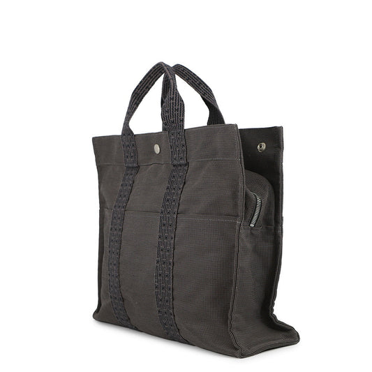 HERMES Her Line Tote Bag Gray Canvas Size MM