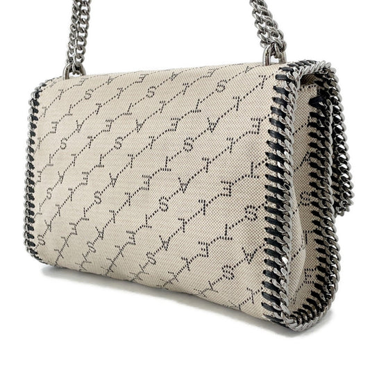 Stella McCartney Falabella Logo ChainShoulder Bag Beige455128 Canvas