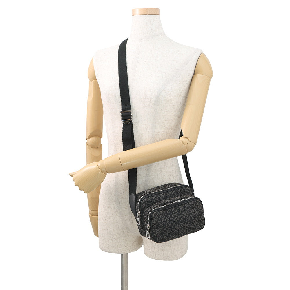 LOEWE Repeat Anagram Camera Bag Pochette Shoulder Bag Charcoal Grey/BlackB604Z80X01 Canvas Size Mini