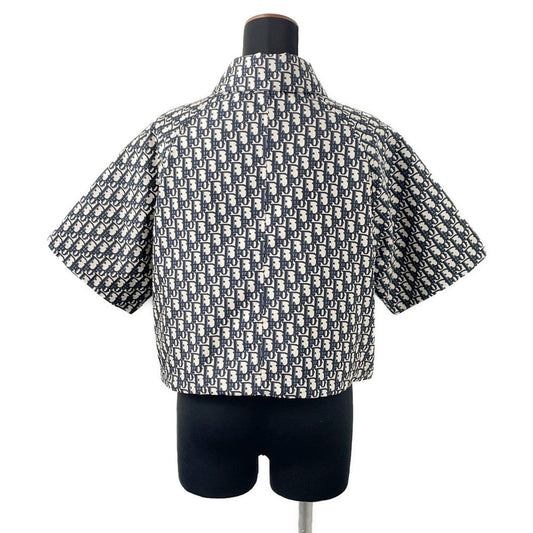 Dior Oblique Technical Taffeta Jacquard Short Sleeve Anorak Size 36 Blue/Ecru517C52A2970_X5803 Polyester100%
