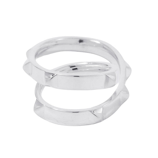 HERMES Crew de H Double Finger Ring Size 53/#13H125631B SV925