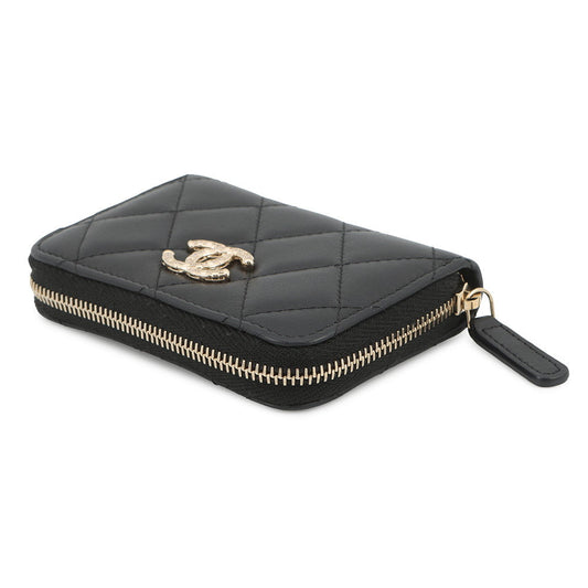 CHANEL Matelasse zip coin purse BlackAP4729 Lambskin/Rhinestone