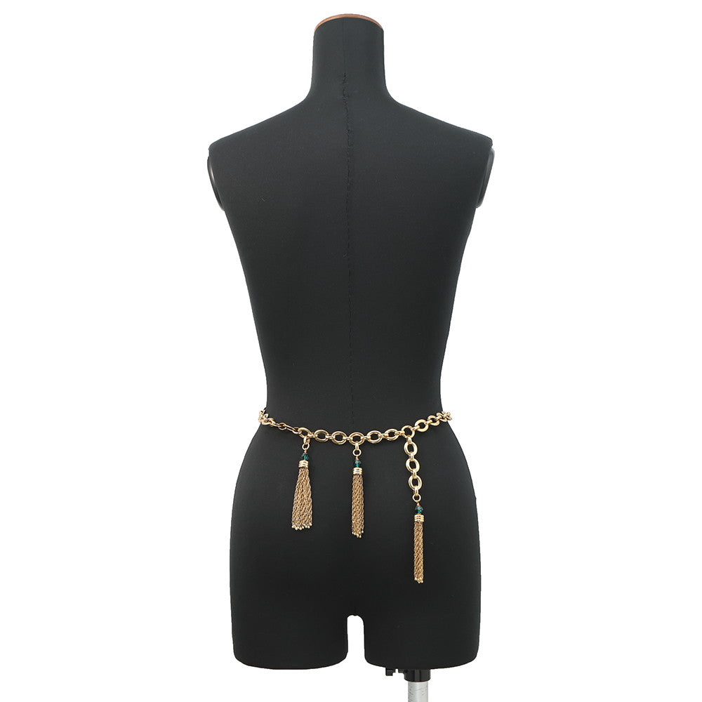 Chloe POMPOMS Belt Vintage Gold/GreenCHC25SC089CH59DCTU Gold Plated Crystal Glass