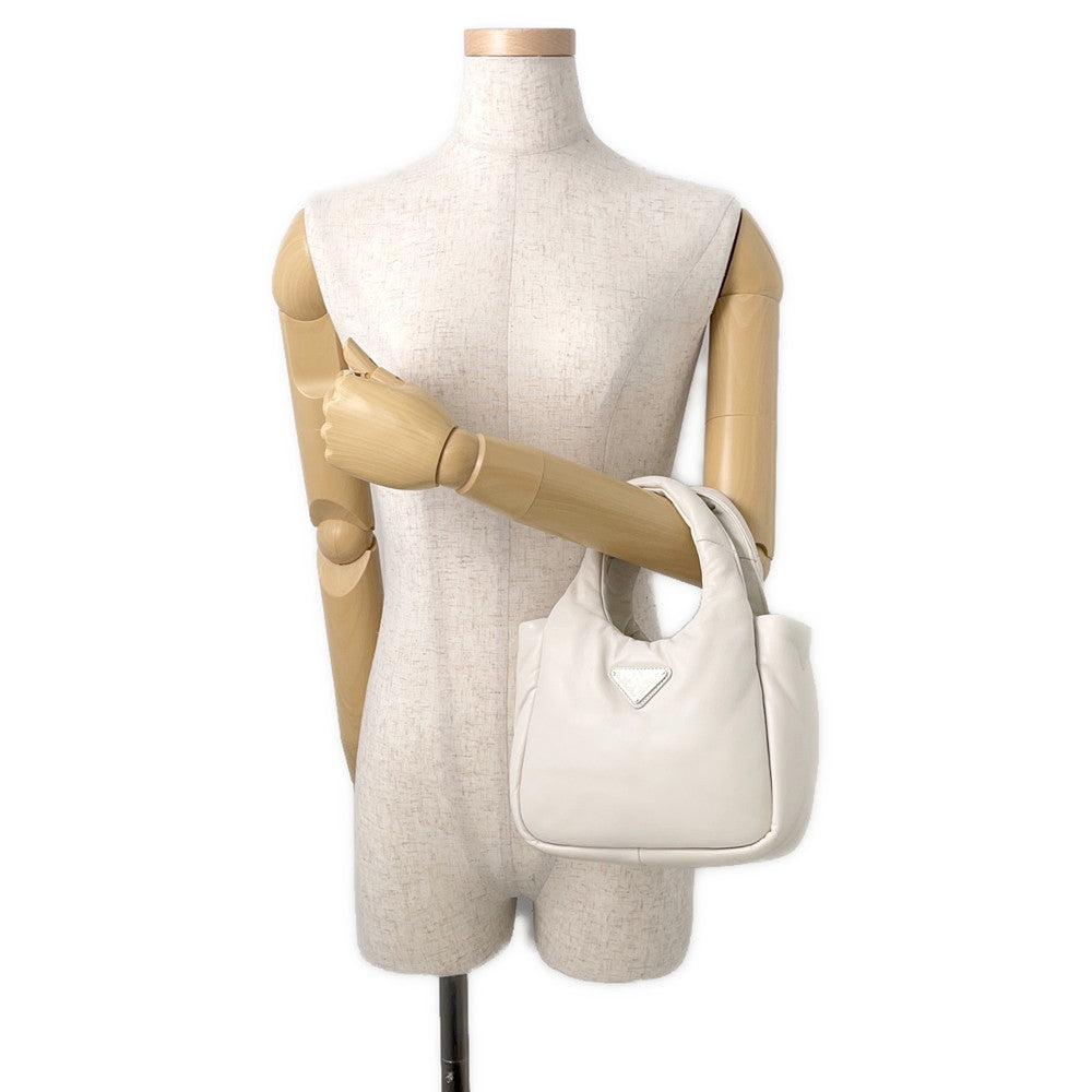 PRADA Nappa Triangle Handbag White1BA359 Soft Nappa Leather