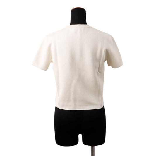 HERMES Short-sleeved knit with "Parfroy Remix" motif Size 36 Blanc NaturelH5H2679D2A334 Silk52% Cashmere27% Nylon20% Polyurethane1%