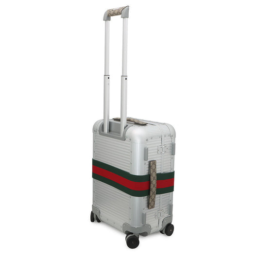 GUCCI Porter Cabin Trolley FRM Suitcase Silver743843 Aluminum GG Supreme