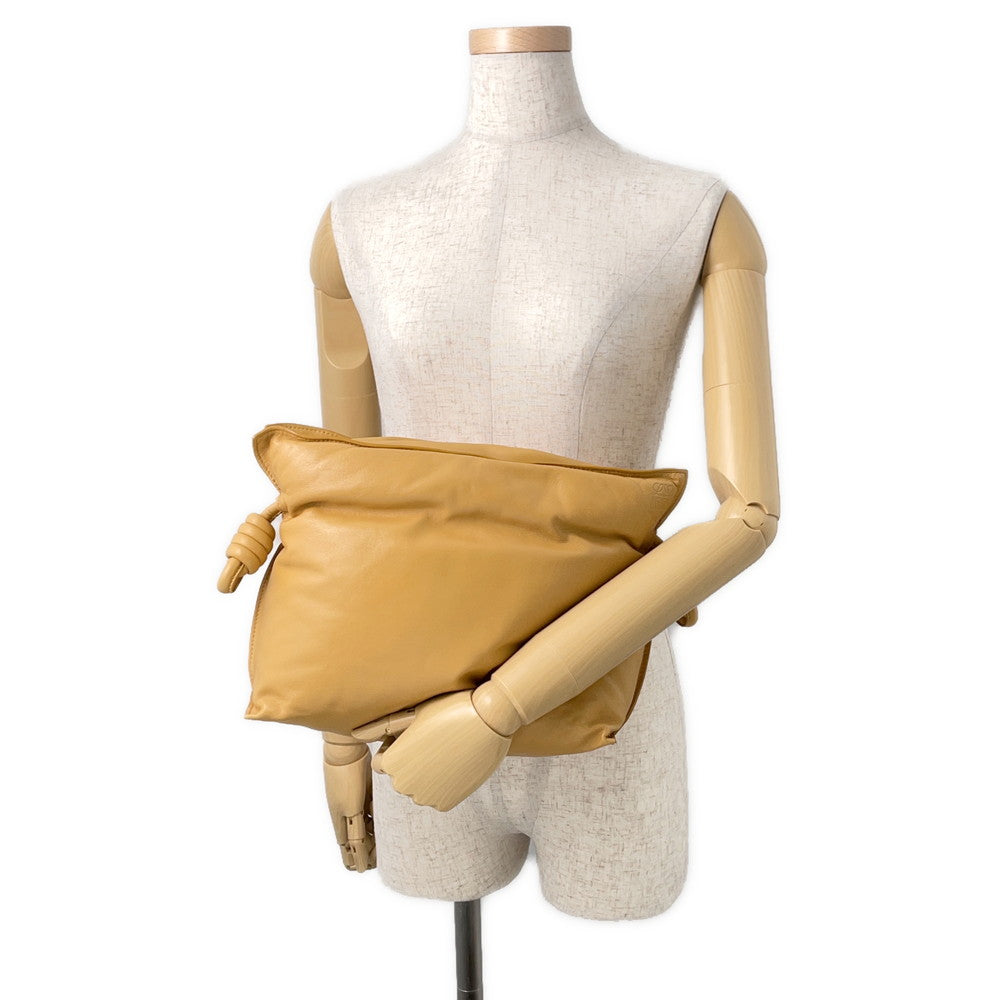 LOEWE Puffer Flamenco Clutch Shoulder Bag CamelA411FC1X67 Leather