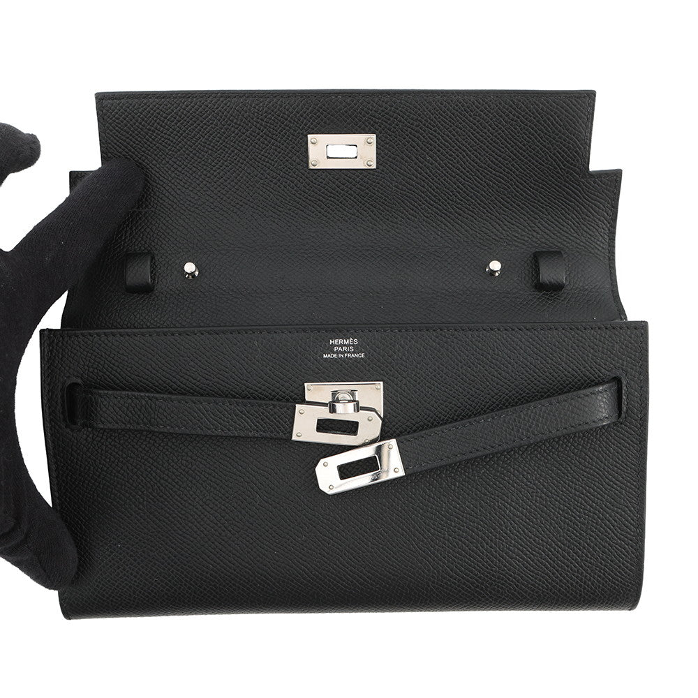 HERMES Kelly wallet long to go Black Epsom