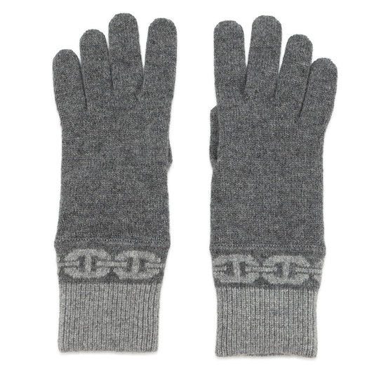 HERMES Glove 《Heaven》 Size M Charbon/Flannel Cashmere99% Elastine1%