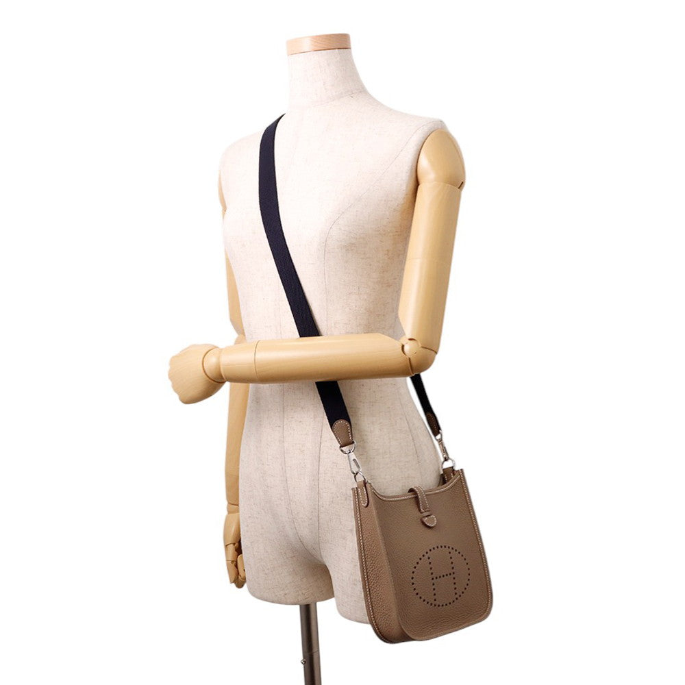 HERMES Evelyne Amazon Long Etoupe/Blue Indigo Taurillon Clemence Size TPM