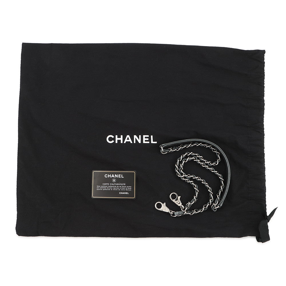 CHANEL Coco Handle Chevron MetalicGrayA92991 Caviar Leather