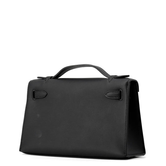 HERMES PochetteKelly Black Swift Leather