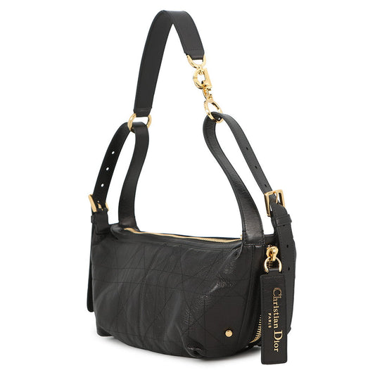 Dior Flat Macrocannage D-Journey Bag BlackM2416UNUO Calf Leather Size Small