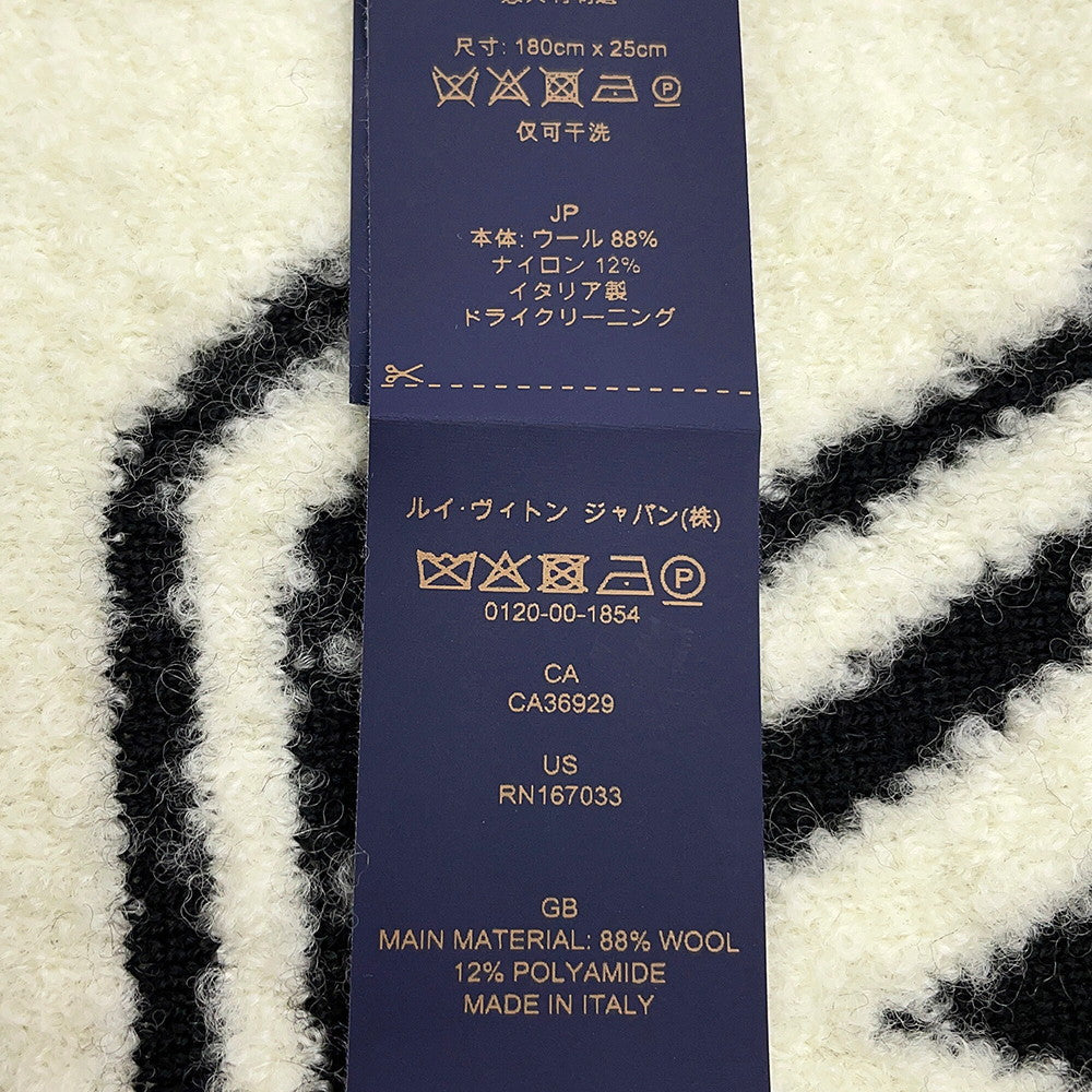 LOUIS VUITTON Scarf・Monogram Blast Knit Size S Noir/WhiteM96963 Wool 88% Nylon12%