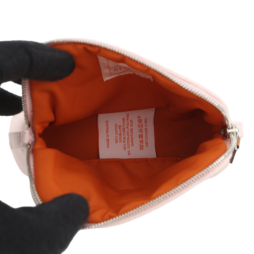 HERMES Bolide Pouch Rose pearl Canvas Leather Size Mini mini