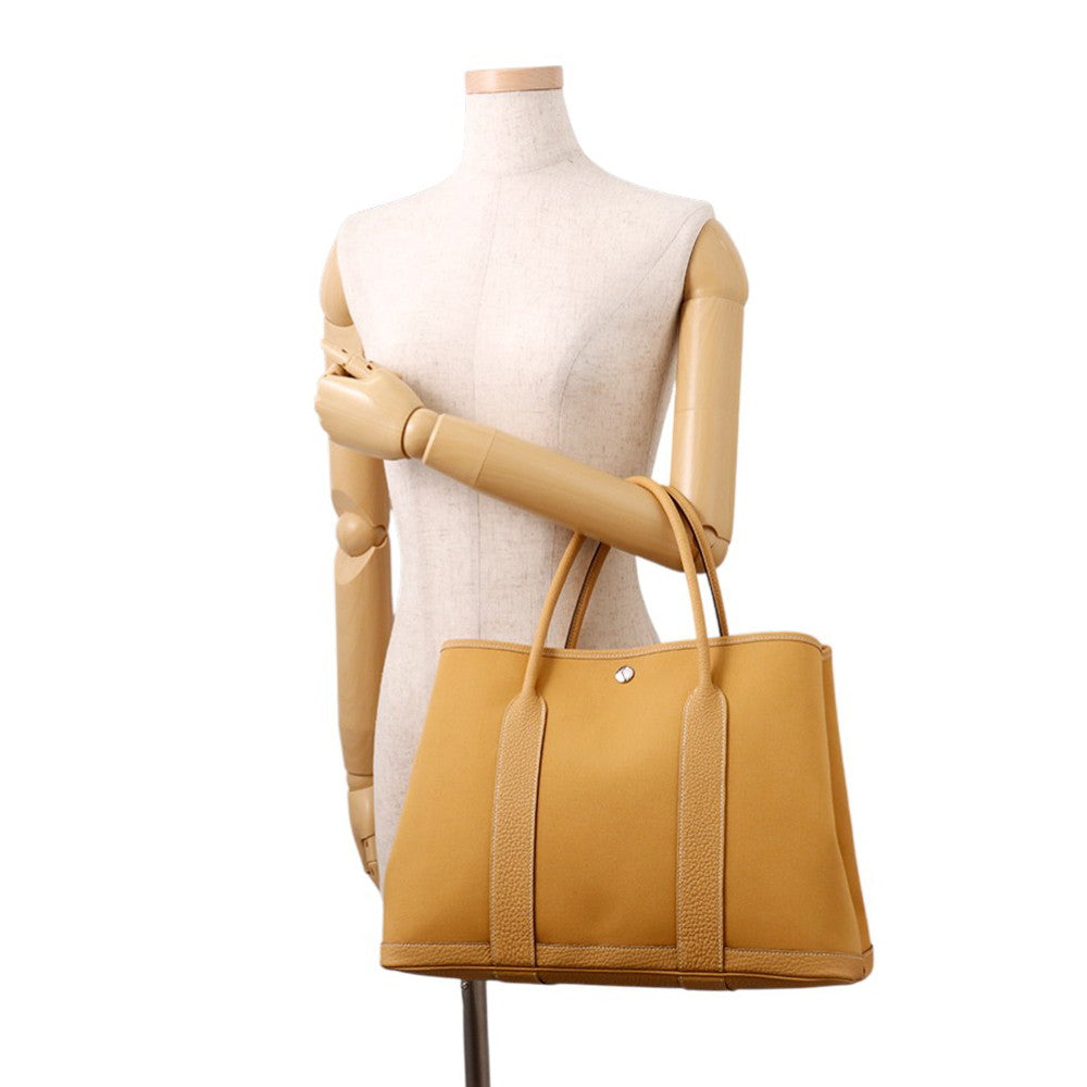 HERMES Garden Party Natural Sable Toile Officier Negonda Leather Size PM