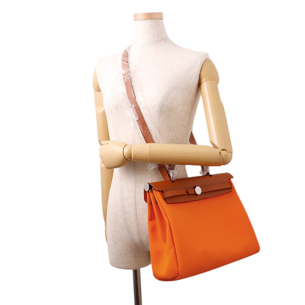 HERMES Herbag zip Orange minyan Toile Officer Bash Hunter Size PM