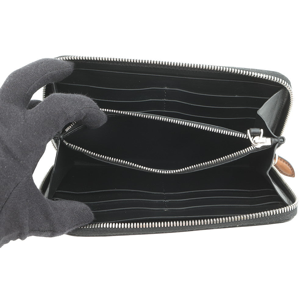 Berluti Calligraphy Zip Around Long Wallet Brown Leather