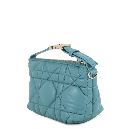 Dior Macrocannage Nomade Pouch BlueS5553OMIG Lamb Leather Size Small