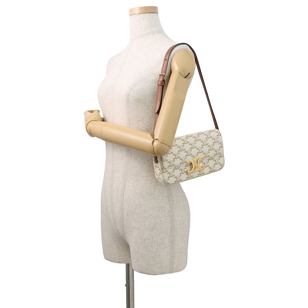 CELINE Triomphe Shoulder Bag White194142CUZ PVC Leather