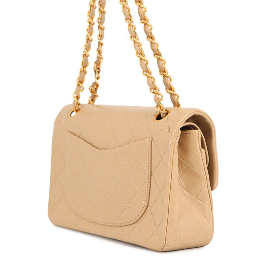CHANEL Matelasse Chain Shoulder Bag BeigeA01113 Lambskin Size 23