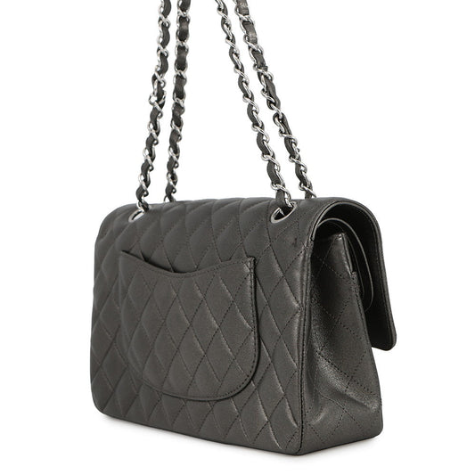 CHANEL Matelasse Chain Shoulder Bag MetalicSilverA01112 Lambskin Size 25