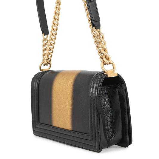 CHANEL Boy Chanel Chain Shoulder Bag Black/GoldA67086 Leather Size 25