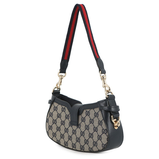 GUCCI Moonside Shoulder Bag Beige/Navy786015 GG Canvas Leather