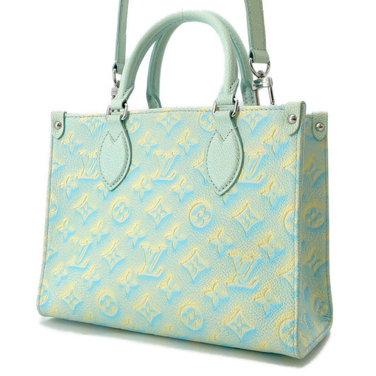 LOUIS VUITTON Onthego Summer Stardust Blue/YellowM46270 Monogram Empreinte Leather Size PM